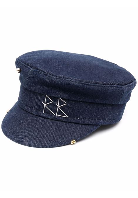 Cappello baker boy con logo in blu - RUSLAN BAGINSKIY donna